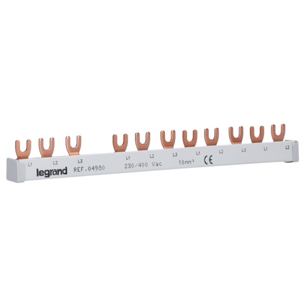 Legrand 004980 Gabelkammschiene 3-polig für FI- mit LS-Schalter 12 TE 10 mm²