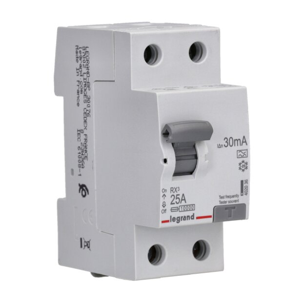 Legrand 402036 RX3 Fehlerstromschutzschalter 25A 2-polig 30mA Typ A 230VAC 2TE