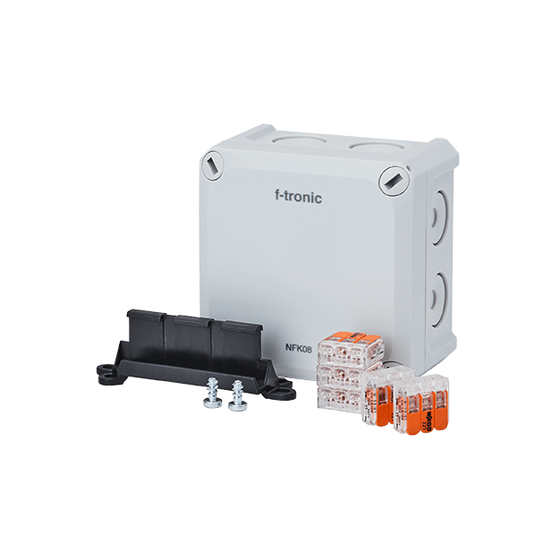 F-Tronic 7340228 FR-Abzweigkasten 85x85x54mm Klemmen bis 4qmm IP66 PS grau NFK08gr-K4