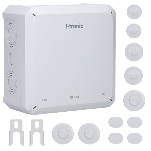 F-Tronic 7340233 FR-Abzweigkasten 180x180x93mm HLAK 5-pol. 25qmm Hutsch. PS IP66 grau NFK18gr-HLAK5p25