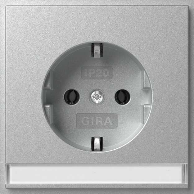 Gira 446265 SCHUKO-Steckdose Beschriftungsfeld + mit Shutter (IP20) Gira TX_44 Farbe Alu