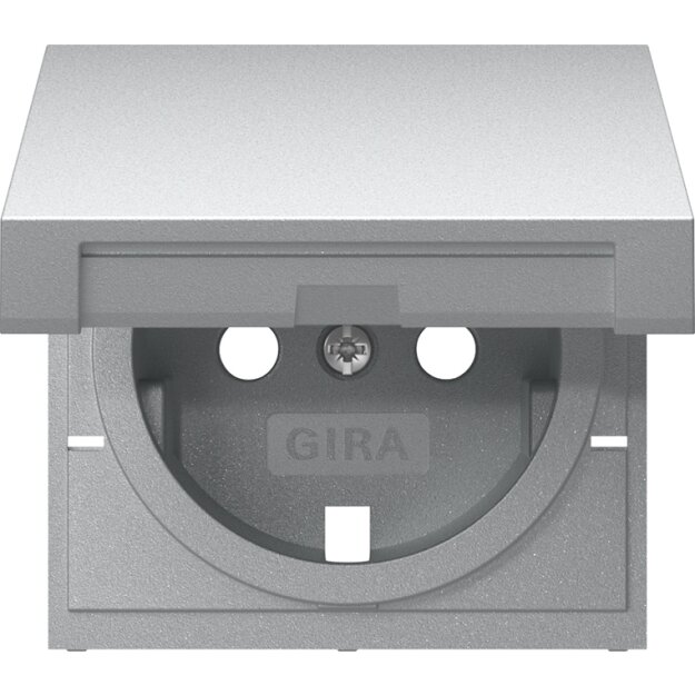 Gira 492226 Abdeckung für SCHUKO-Steckdose mit Klappdeckel System 55 Farbe Alu