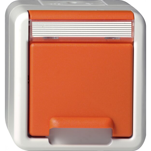 Gira 4440309 SCHUKO-Steckdose mit Klappdeckel + Beschriftungsfeld WG Aufputz Orange