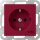 Gira 4453108 SCHUKO-Steckdose mit Shutter mit roter Abdeckung und Aufdruck "WSV" (weitere Sicherheitsversorgung) System 55