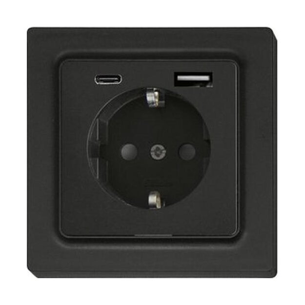 Eltako 30055900 Schutzkontakt-Steckdose Anthrazit matt E-Design55 DSS55E+USBA+C-am