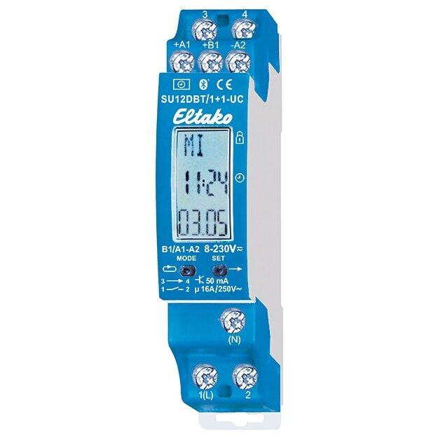 Eltako 23200902 2-Kanal-Schaltuhr mit Display und Bluetooth SU12DBT/1+1-UC