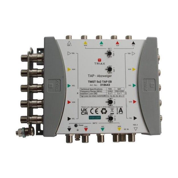 Triax 318643 5-fach Abzweiger 5 in/out 8 Abzweig Dämpfung in/out 5 dB Dämpfung Abzw. 12-30 dB einstellbar