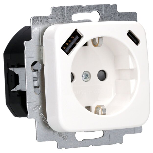 Busch-Jaeger 20 EUCB2USBAC-214 SCHUKO®-/USB-A+C Steckdose 2CKA002011A6296 Alpinweiß Reflex SI