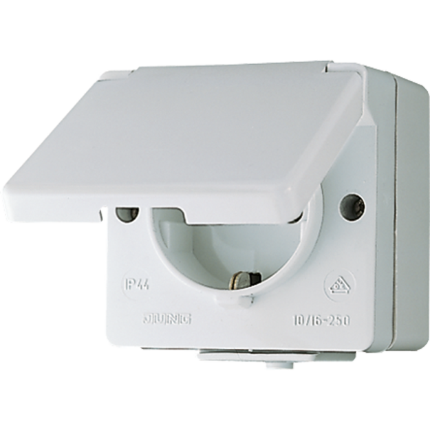 Jung 621W-1 SCHUKO® Aufputz Steckdose mit Klappdeckel Weiß