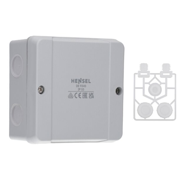 Hensel DE 9340 Kabelabzweigkasten bis 4 qmm 3phasig, 6 qmm 1phasig, ohne Klemme