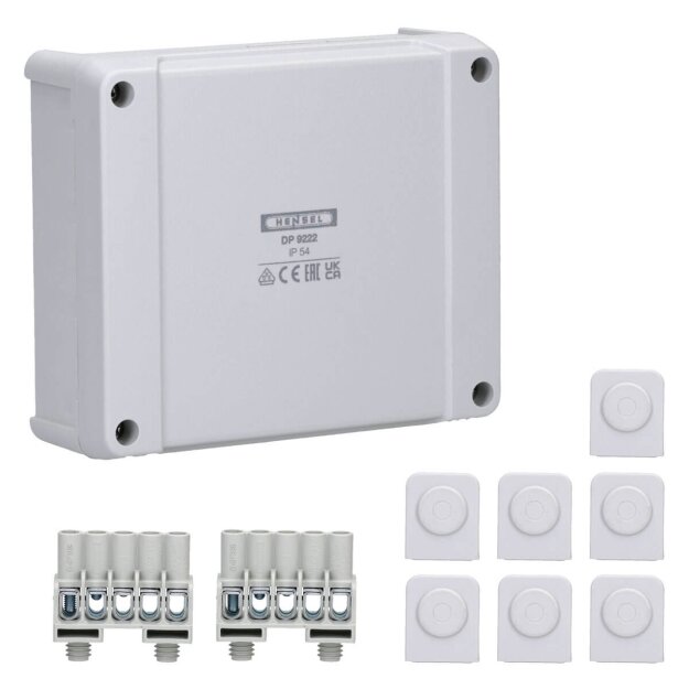Hensel DP 9222 Kabelabzweigkasten 1,5-2,5 qmm 3phasig, 4 qmm 1phasig, 2x 5polige Klemmen
