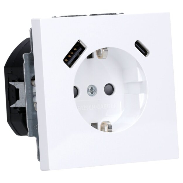 Busch-Jaeger 20 EUCB2USBAC-44G SCHUKO®-/USB-A+C Steckdose Safety+ 2CKA002011A6316 Studioweiß Art Linear