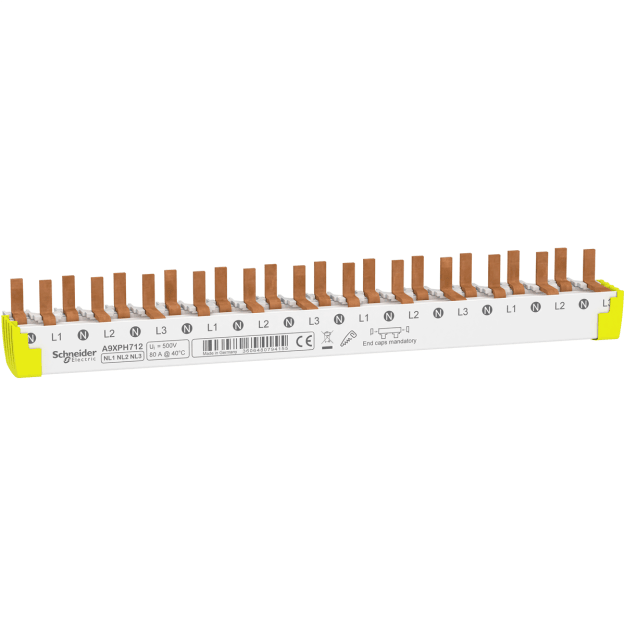 Schneider Electric A9XPH712 Phasenschiene für FI/LS ablängbar 3P+N 12 Module für 6 FI/LS 80A