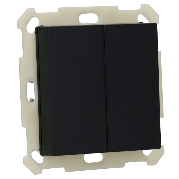 MDT BE-TAL55B206.01 KNX Taster Light 55 Basic 2-fach Schwarz matt Neutral