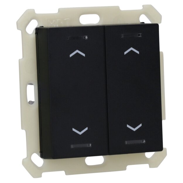 MDT BE-TAL55T206.A1 KNX Taster Light 55 2-fach RGBW Temperatursensor Schwarz matt Jalousie