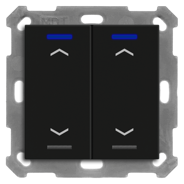 MDT BE-TAL550206.A1 KNX Taster Light 55 2-fach RGBW Schwarz matt Jalousie