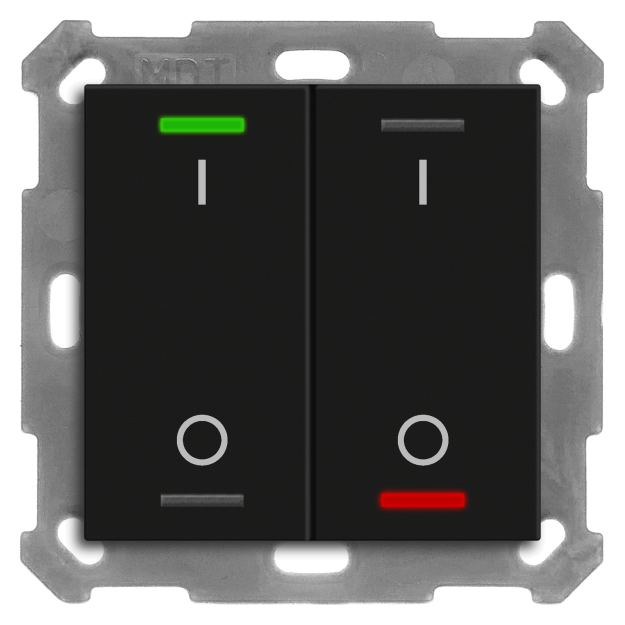 MDT BE-TAL550206.B1 KNX Taster Light 55 2-fach RGBW Schwarz matt Schalten