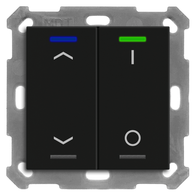MDT BE-TAL550206.C1 KNX Taster Light 55 2-fach RGBW Schwarz matt Jalousie_Schalten