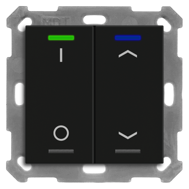 MDT BE-TAL550206.D1 KNX Taster Light 55 2-fach RGBW Schwarz matt Schalten_Jalousie