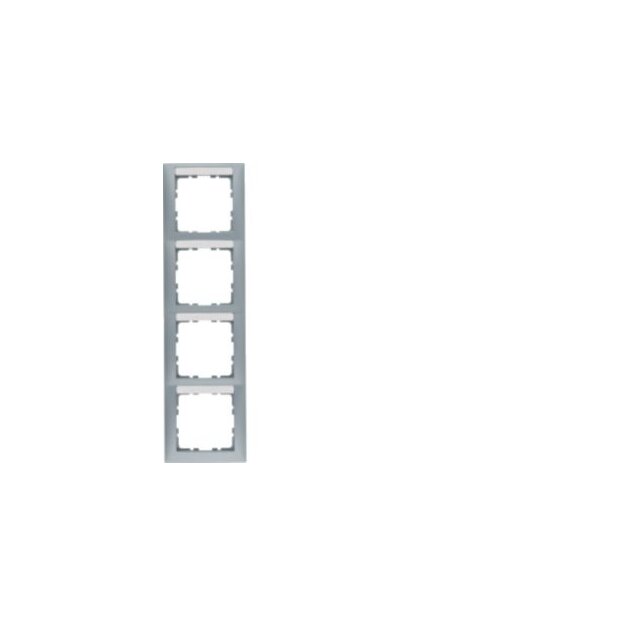 Berker 10149959 Rahmen 4fach senkrecht mit Beschriftungsfeld S.1 aluminium matt