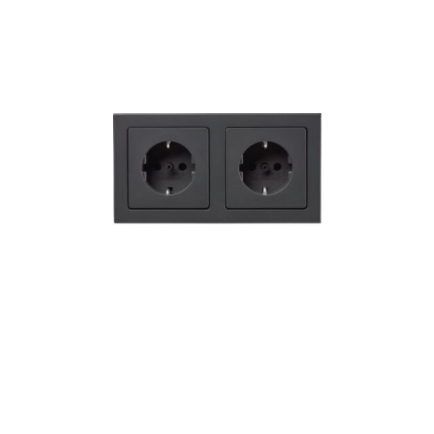 Berker 47206096 Steckdosen-Kombination SCHUKO 2fach mit Rahmen Q.3 anth