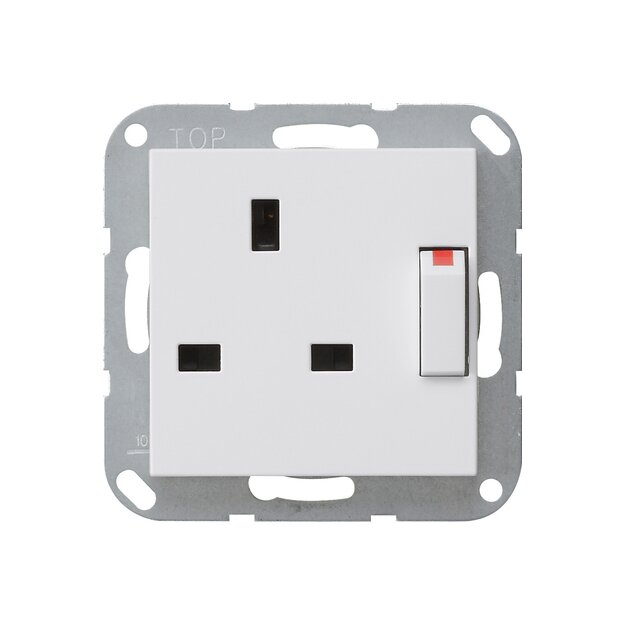 Gira 277827 Steckdose BS 13 A gesch. + Shutter (erhöhter Berührungsschutz) System 55 Reinweiß matt