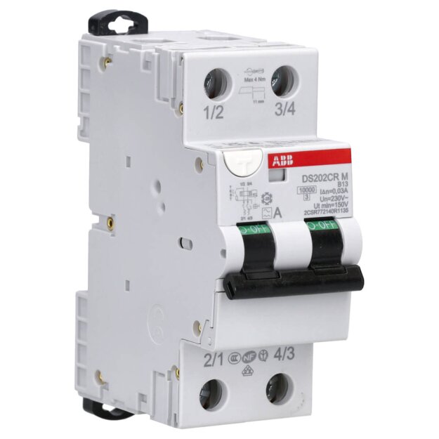 ABB Stotz S&J DS202CRMA-B13/0,03 FI/LS-Schalter 10 kA, 2P, Typ A, B13, 30 mA