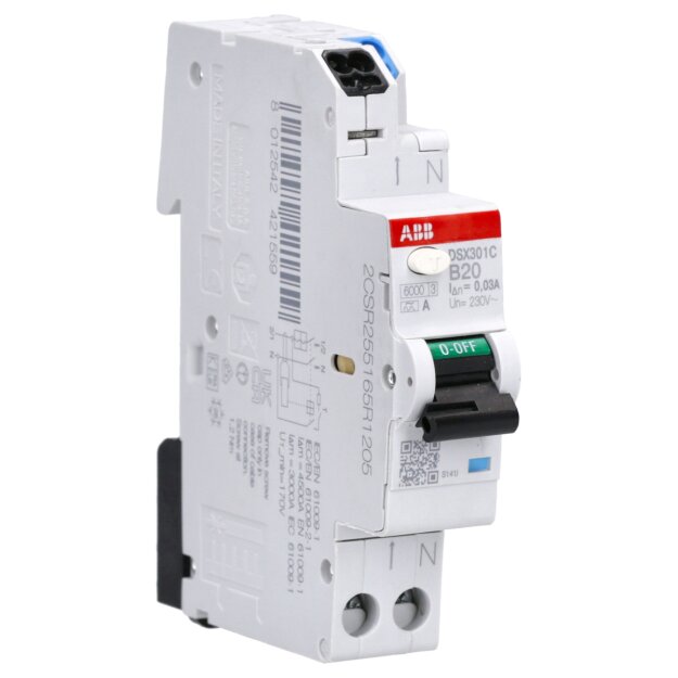 ABB DSX301CA-B20/0,03 FI/LS-Schalter RCBO 1 TE 6kA 1P+N Typ A B20 30mA 2CSR255165R1205