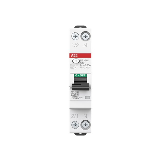 ABB Stotz S&J DS301CA-C10/0,03 FI/LS-Schalter 6kA, 1P+N, Typ A, C10, 30mA