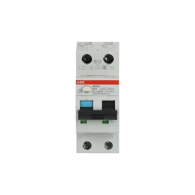 ABB Stotz S&J DS201A-C10/0,01 FI/LS-Schalter 6kA, 1P+N, Typ A, C 10, 10mA