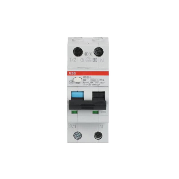 ABB DS201A-C6/0,03 FI/LS-Schalter RCBO 6kA 1P+N Typ A C 6 30mA 2CSR255180R1064