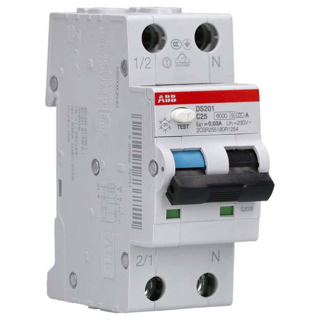 ABB Stotz S&J DS201A-C25/0,03 FI/LS-Schalter 6kA, 1P+N, Typ A, C 25, 30mA