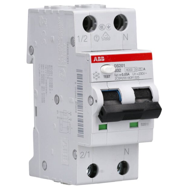 ABB DS201 B32 A30 FI/LS-Schalter RCBO 6kA, 1P+N, Typ A, B 32, 30mA 2CSR255180R1325
