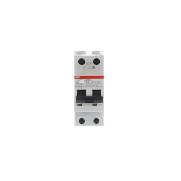 ABB Stotz S&J DS201A-C10/0,3 FI/LS-Schalter 6kA, 1P+N, Typ A, C 10, 300mA