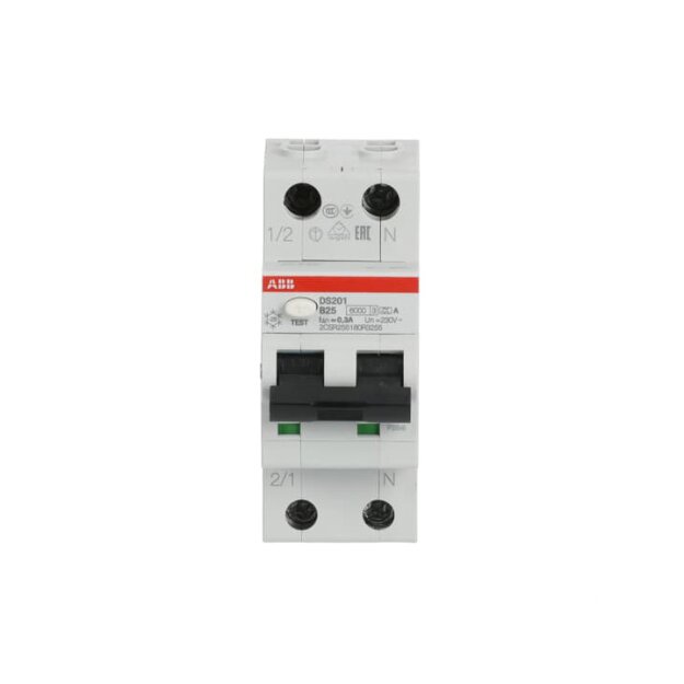 ABB Stotz S&J DS201A-B25/0,3 FI/LS-Schalter 6kA, 1P+N, Typ A, B 25, 300mA
