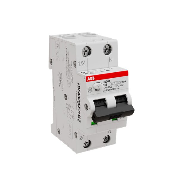 ABB Stotz S&J DS201A-C16/0,03AP-R FI/LS-Schalter 6kA, 1P+N, Typ A, C 16, 30mA, kurzzeitv.