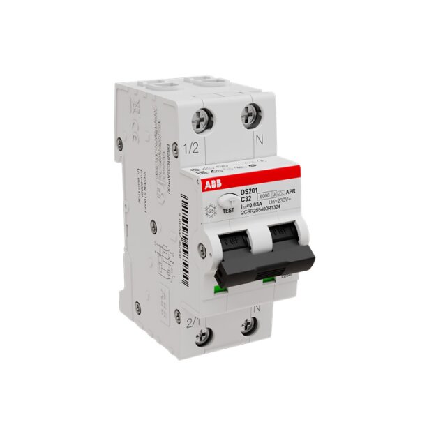 ABB Stotz S&J DS201A-C32/0,03AP-R FI/LS-Schalter 6kA, 1P+N, Typ A, C 32, 30mA, kurzzeitv.