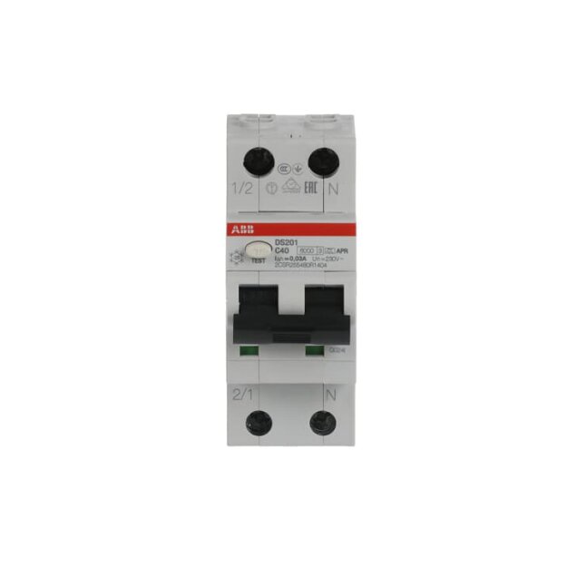 ABB Stotz S&J DS201A-C40/0,03AP-R FI/LS-Schalter 6kA, 1P+N, Typ A, C 40, 30mA, kurzzeitv.