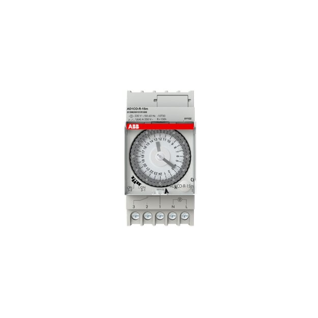 ABB Stotz S&J AD1CO-R-15m Analoge Zeitschaltuhr Tagesprogramm 15-min-Takt, 1 Wechsler