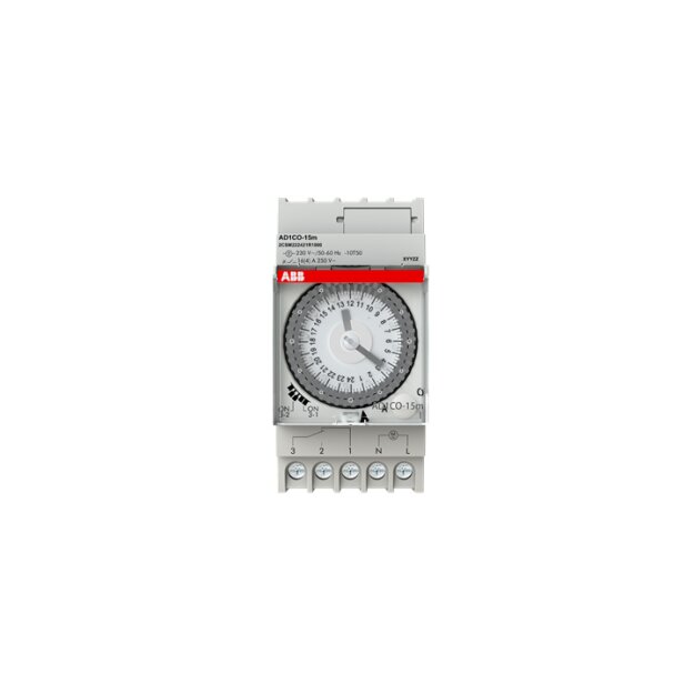 ABB Stotz S&J AD1CO-15m Analoge Zeitschaltuhr Tagesprogramm 15-min-Takt, 1 Wechsler