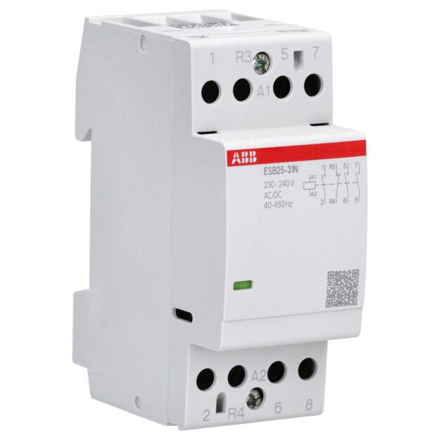 ABB ESB25-31N-06 Installationsschütz (Öffner) 25 A - 3 NO - 1 NC - 230 ... 240 V - Steuerstromkreis 400 Hz 1SAE231111R0631