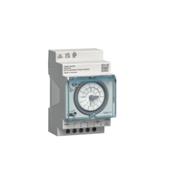 Hager EHN171 Schaltuhr elektromechanisch mit Gangreserve Wochenuhr 1W 16A