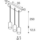 SLV 1006436 Asto Tube Pendelleuchte GU10 Pendellänge 250 cm 3x max. 10 W weiß