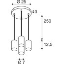 SLV 1006438 Asto Tube Pendelleuchte GU10 Pendellänge 250 cm 4x max. 10 W weiß