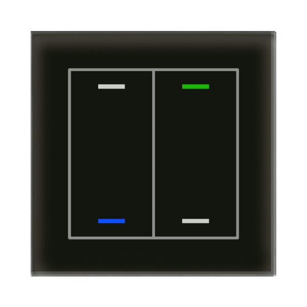 MDT BE-GTL2TS.01S KNX Glastaster II Light 2-fach RGBW Temperatursensor Schwarz Neutral