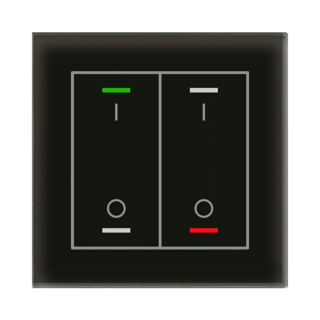 MDT BE-GTL2TS.B1S KNX Glastaster II Light 2-fach RGBW Temperatursensor Schwarz Schalten