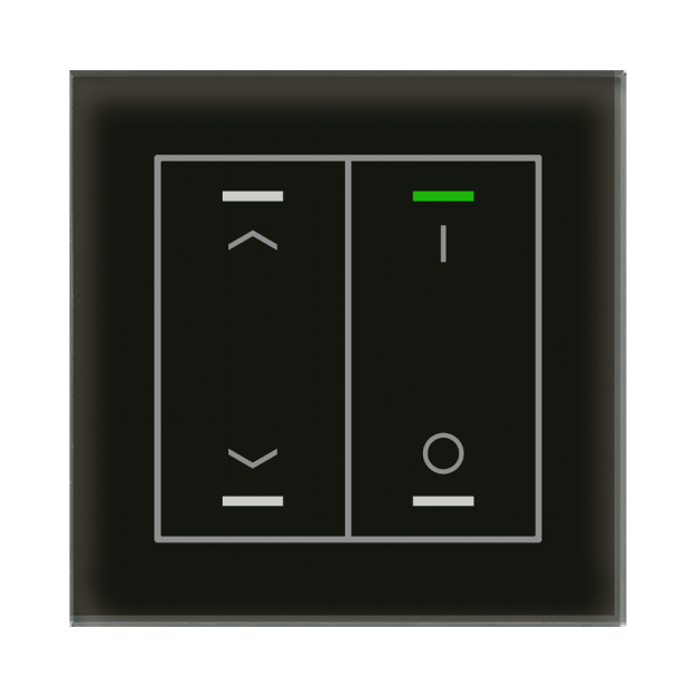 MDT BE-GTL2TS.C1S KNX Glastaster II Light 2-fach RGBW Temperatursensor Schwarz Jalousie
