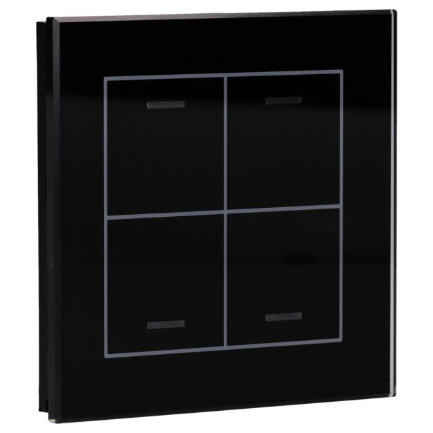MDT BE-GTL4TS.01S KNX Glastaster II Light 4-fach RGBW Temperatursensor Schwarz Neutral