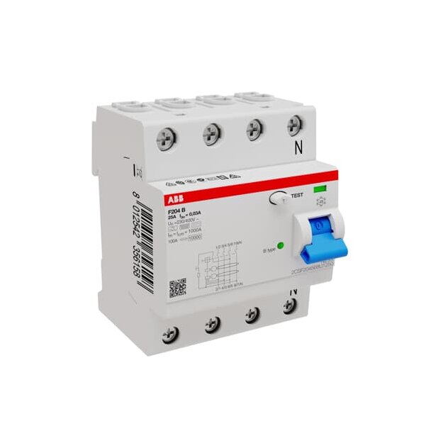 ABB 2CSF204568U1250 F204B-25/003 FI-Schutzschalter Typ B 4P 25A 30mA 3kA 4TE