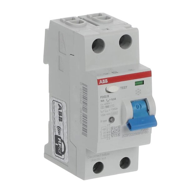 ABB 2CSF202568R3160 F202B-16/03 FI-Schutzschalter Typ B 2P 16A 300mA 3kA 2TE